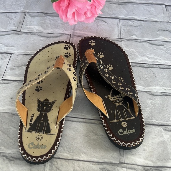 NWOT Calceo kitty thong flip flops sandals size 9.5 - Picture 4 of 9